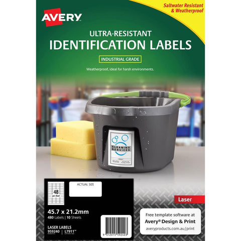 Avery 959240 Ultra-Resistant Outdoor Labels 45.7x21.2mm White Pack 10