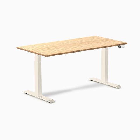 Desky Dual Bamboo Sit Stand Desk 150cm and Wheat Frame