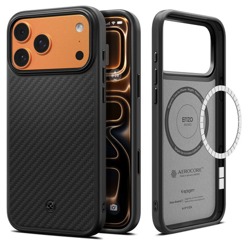 SPIGEN Enzo Aramid Camera Control Button MagSafe Case for iPhone 17 Pro Max (Black)