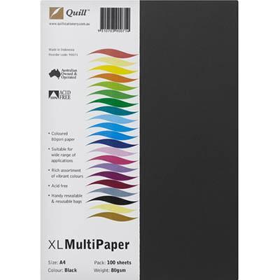 Quill Coloured A4 Copy Paper 80Gsm Pack 100 Sheets (Black)