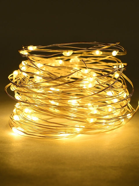 Christmas Warehouse - LITEBA42 100 Warm White Seed LED String Fairy Battery Lights With Static & Flash | 10m Warm White