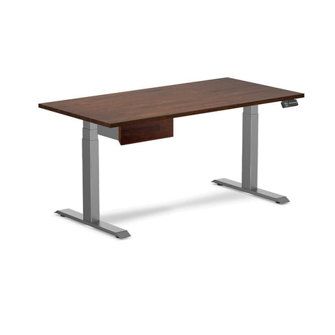 Desky Dual Rubberwood Standing Desk With Drawer 150cm Red Walnut Desktop and Space Grey Frame