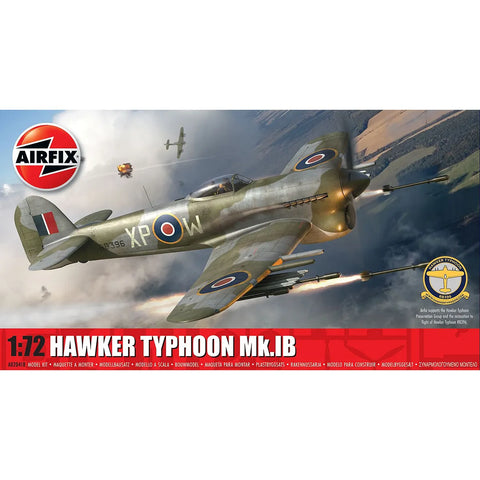 Airfix 1/72 Hawker Typhoon Mk.IB Fighter Jet Scaled Plastic Model Kit