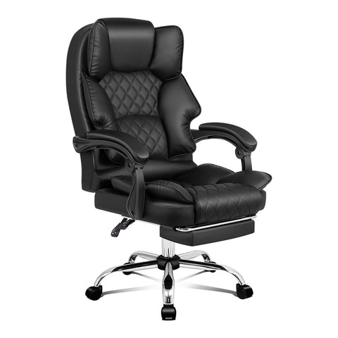 ALFORDSON Office Chair Executive Computer PU Leather Seat Recliner (Black)