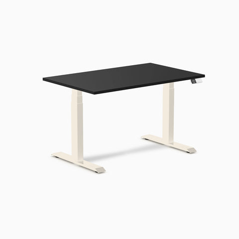 Desky Dual Melamine Sit Stand Desk 120cm Black Desktop and Wheat Frame