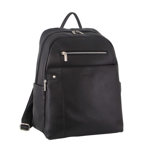 Pierre Cardin Mens Leather Business Backpack - Black