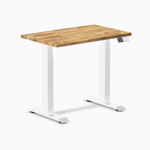 Desky Dual Mini Hardwood Sit Stand Desk 100cm Acacia Desktop and Matte Black Frame