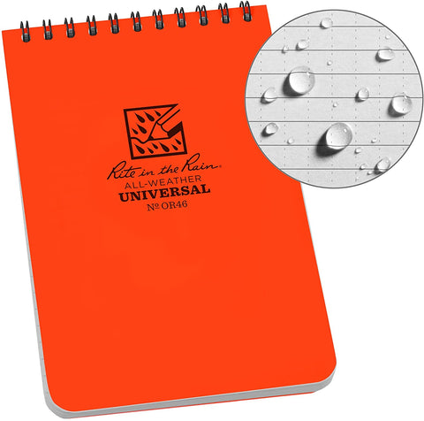 Rite in the Rain 4x6 Waterproof Notebook All Weather Lined 100 Pages - Blaze Orange