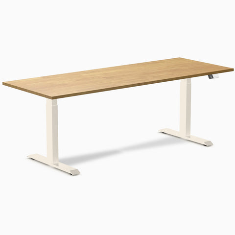Desky Dual Rubberwood Sit Stand Desk 200cm Light Oak Desktop and Wheat Frame