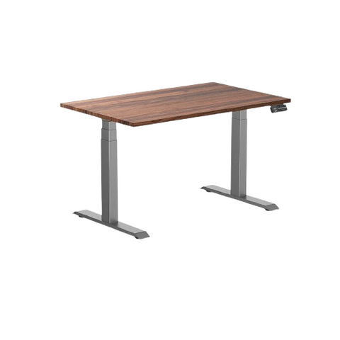 Desky Dual Hardwood Sit Stand Desk 120cm (Walnut Desktop/Space Grey Frame)