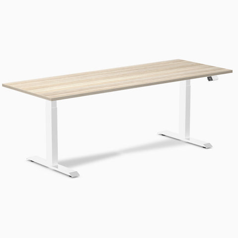 Desky Dual Melamine Sit Stand Desk 200cm Classic Oak Desktop and White Frame