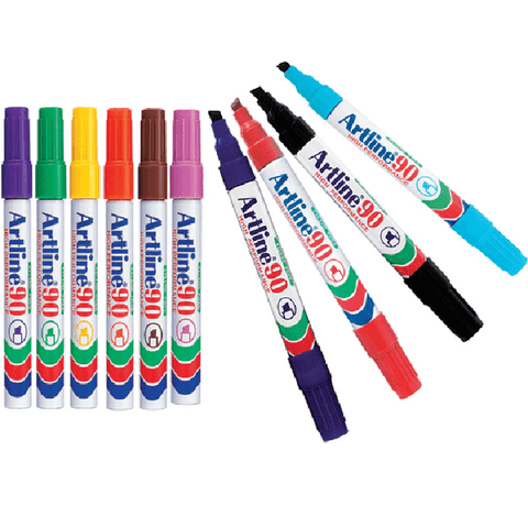 Artline Box 12 90 Permanent Marker Chisel Tip 2-5mm (Assorted)