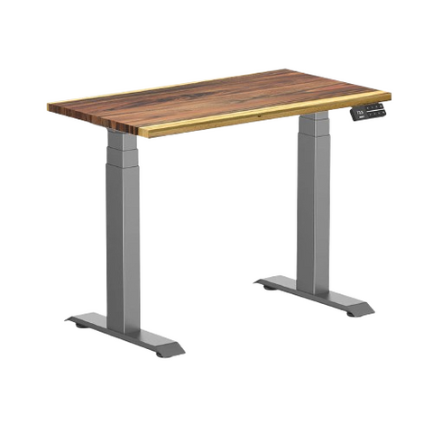 Desky Dual Mini Hardwood Sit Stand Desk 90cm Saman Desktop and Space Grey Frame
