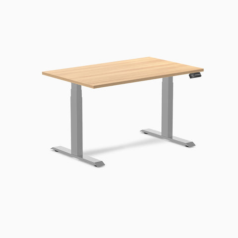 Desky Dual Melamine Sit Stand Desk 120cm Sublime Teak Desktop and Grey Frame