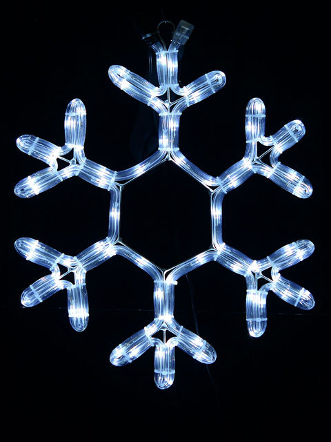Christmas Warehouse - OUDRS237 40cm Snowflake Star Cool White LED Outdoor Christmas Rope Light Display Cool White