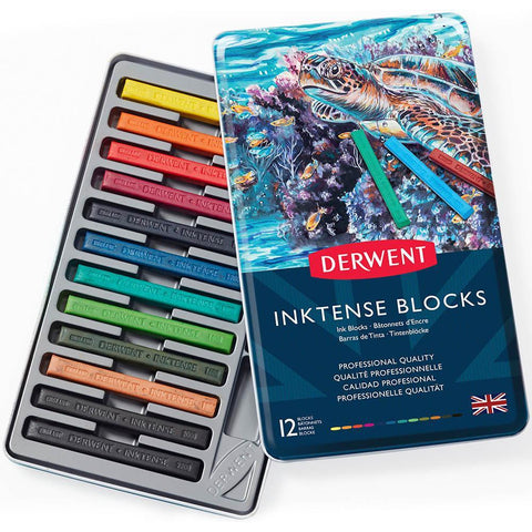 Derwent Inktense Block Assorted Tin 12 Art Blocks WaterColour