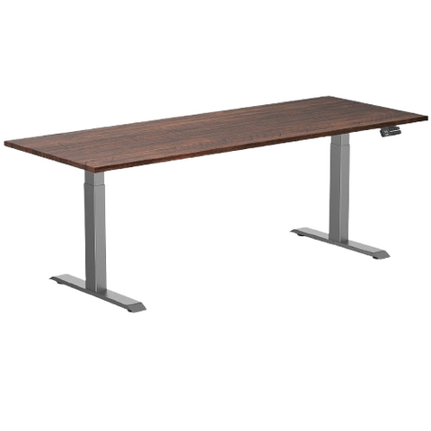 Desky Dual Softwood Sit Stand Desk 200cm American Rustic Pine Desktop and Space Grey Frame