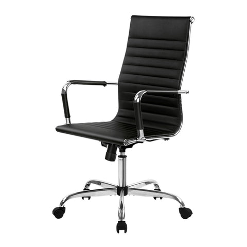Artiss Office Chair Conference Chairs PU Leather High Back (Black)