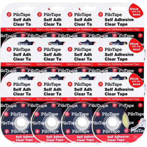 Pilotape Premium Sticky Tape In Dispenser 18mmx33m Pack 12