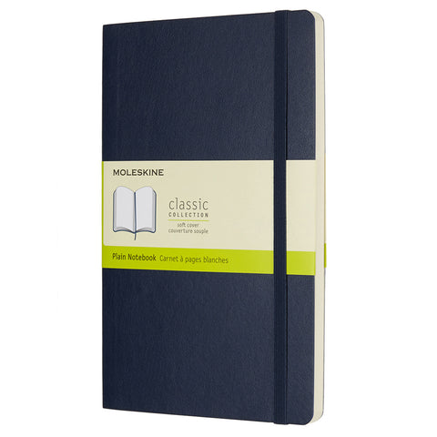 Moleskine Classic Plain Soft Cover Notebook Large (Sapphire Blue)