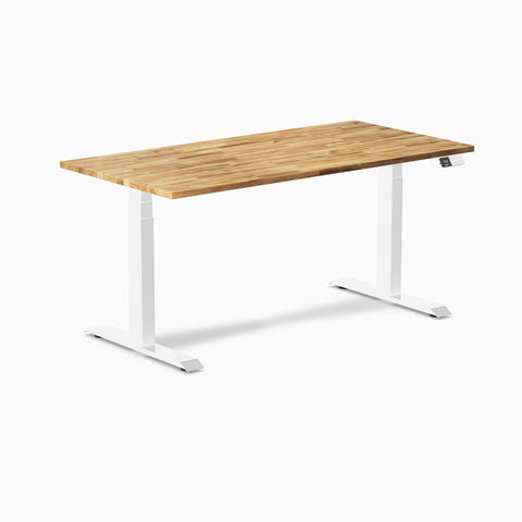Desky Dual Hardwood Sit Stand Desk 150cm Acacia Desktop and Matte Black Frame