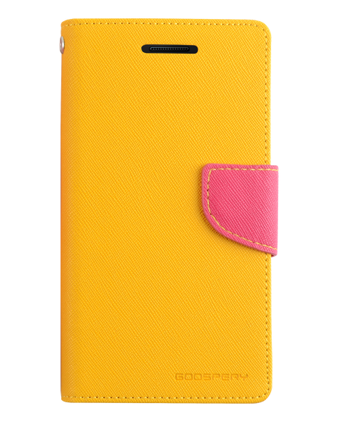 Goospery Fancy Diary for iPhone X/XS - Yellow/ Hot Pink