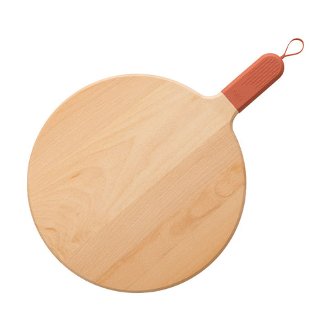 ZiiPa Sora Beech Wood Pizza Serving Board Silicone Handle 31cm Durable Terracotta