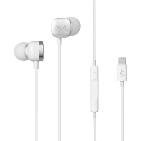Wave Corded In-Ear Headphones for iPhone 14 Pro Max/iPad (White)