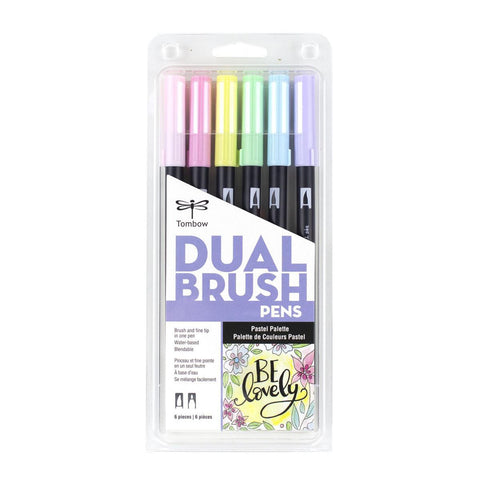 Tombow Dual Brush Pen Marker Drawing/Sketching Set (Pastel) [6-Pieces]