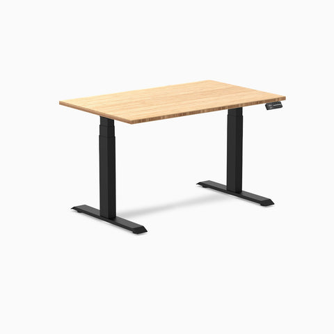 Desky Dual Bamboo Sit Stand Desk 120cm Bamboo Desktop and Matte Black Frame