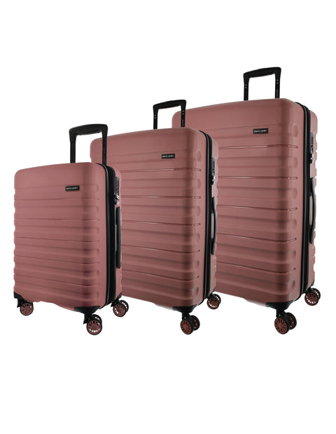 Pierre Cardin 3-Pieces 4 Wheel Hard-Shell Suitcase Travel Luggage Set Rose