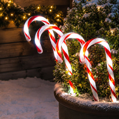Lexi Lighting Set of 4 Connectable Candy Cane Path Light - Red+White