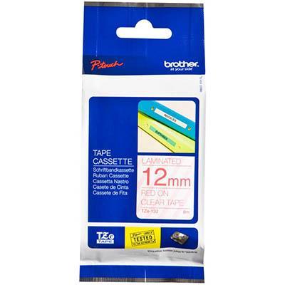 Brother Tze-132 Labelling Tape 12Mm Red On Clear