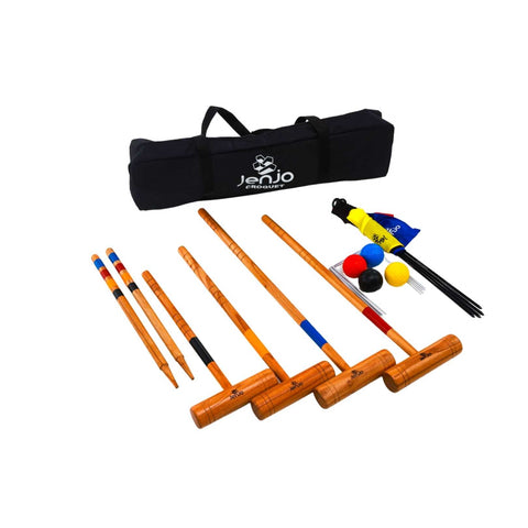 Jenjo Games Wooden Outdoor Croquet Game Set 4-Player