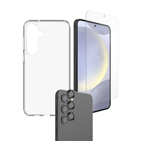 EFM 3-in-1 Case, Screen & Camera Lens Protection Bundle - Galaxy S25+ - Clear