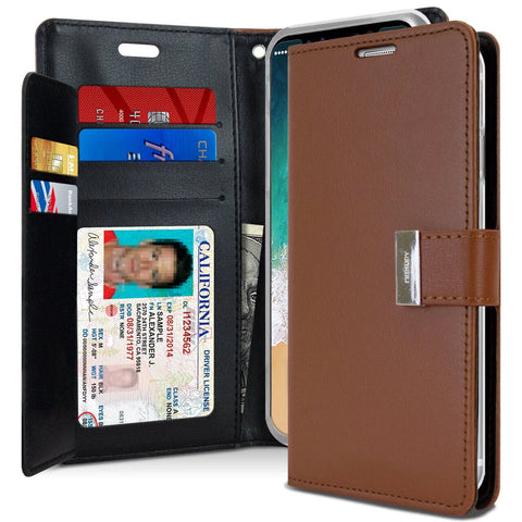 Goospery Rich Diary case for iPhone 15 Plus - Brown