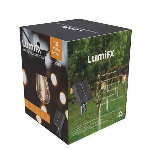 LumiFX 10 Bulb Festoon Lights 8 Lighting Effects 10m Warm White