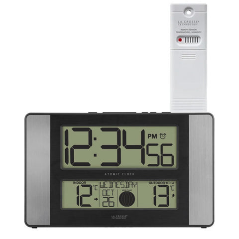 La Crosse 513-1417AL Moon Phase Digital Wall Clock with In/Outdoor Temp