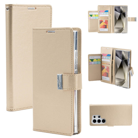 Goospery Rich Diary for Galaxy S24 Ultra - Gold