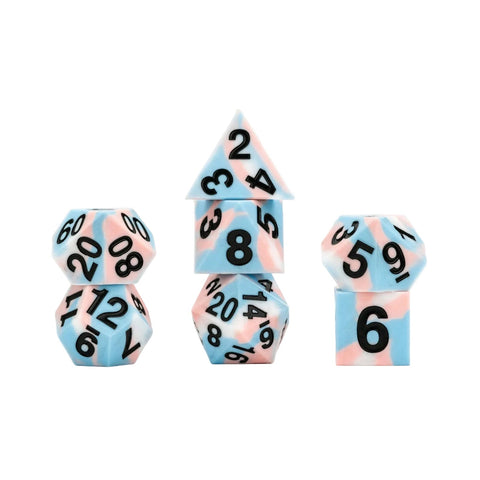 Fanroll By Metallic Dice Games MDG 16mm Pride Sharp Edge Silicone Rubber Poly Dice Set - Transgender