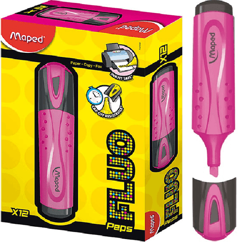 Maped Box 12 Fluo Peps Highlighters (Pink)