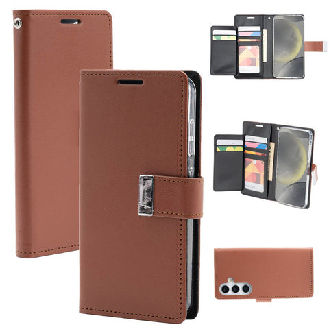 Goospery Rich Diary for Galaxy S24 Plus - Brown