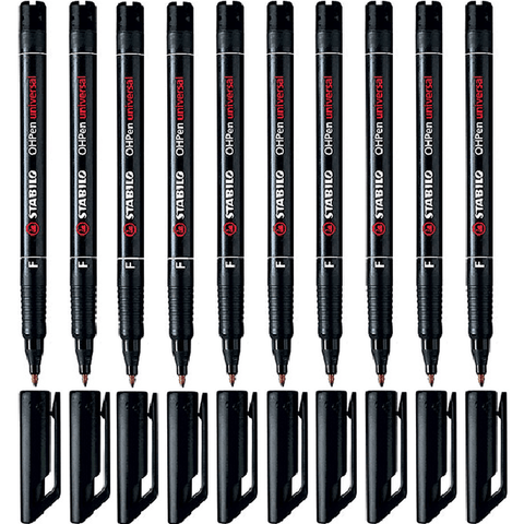 Stabilo Box 10 Universal Overhead Projector Pen Permanent Fine (Black)