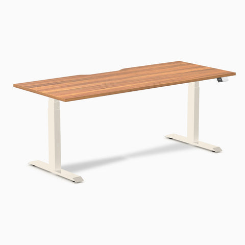 Desky Dual Scalloped Melamine Sit Stand Desk - Prime Oak / 1800x750mm / Wheat