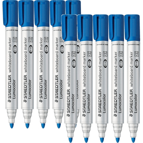 Staedtler 351 Lumocolor Whiteboard Marker Bullet Point (Blue) [Box 10]