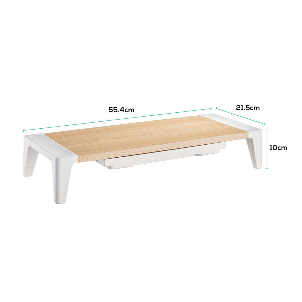 Hi Fi Riser Activiva Monitor Stand Riser with Storage Drawer (White Oak) - JB Hi-Fi