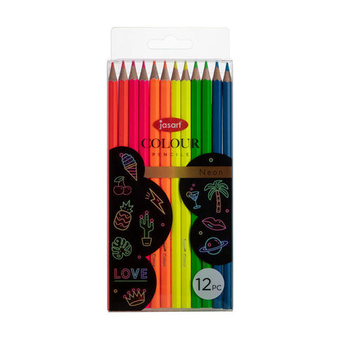 Jasart Studio Art/Craft Colour Pencil Set (Neon) [12-Pieces]