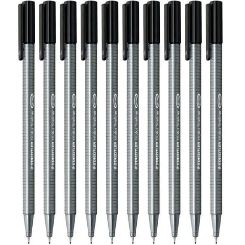Staedtler 334 Triplus Fibre Tip Pen 0.3mm (Black) [Box 10]