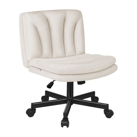ALFORDSON Armless Office Desk Chair Mid Back Wide Seat Fabric (Beige)