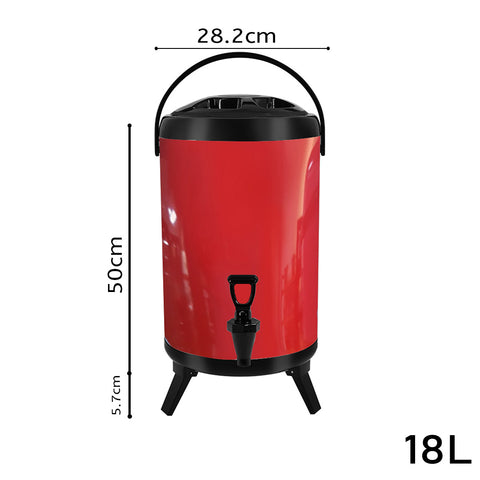SOGA Insulated Stainless Steel Beverage Dispenser with Faucet 18L (Red)